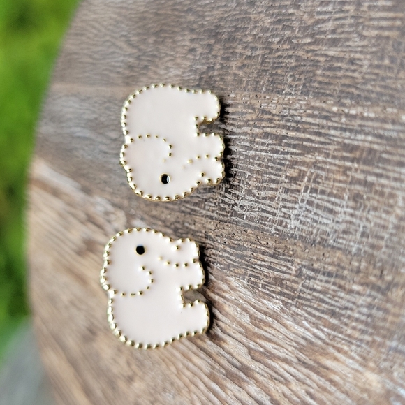 💥RESTOCKED💥Baby Elephant Pale Pink Post Earrings, 18k gold trim - Picture 8 of 8